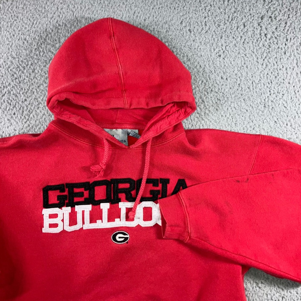 VTG Georgia Bulldogs Hoodie Men Medium‎ Red UGA Embroidered Pullover Grunge Y2K